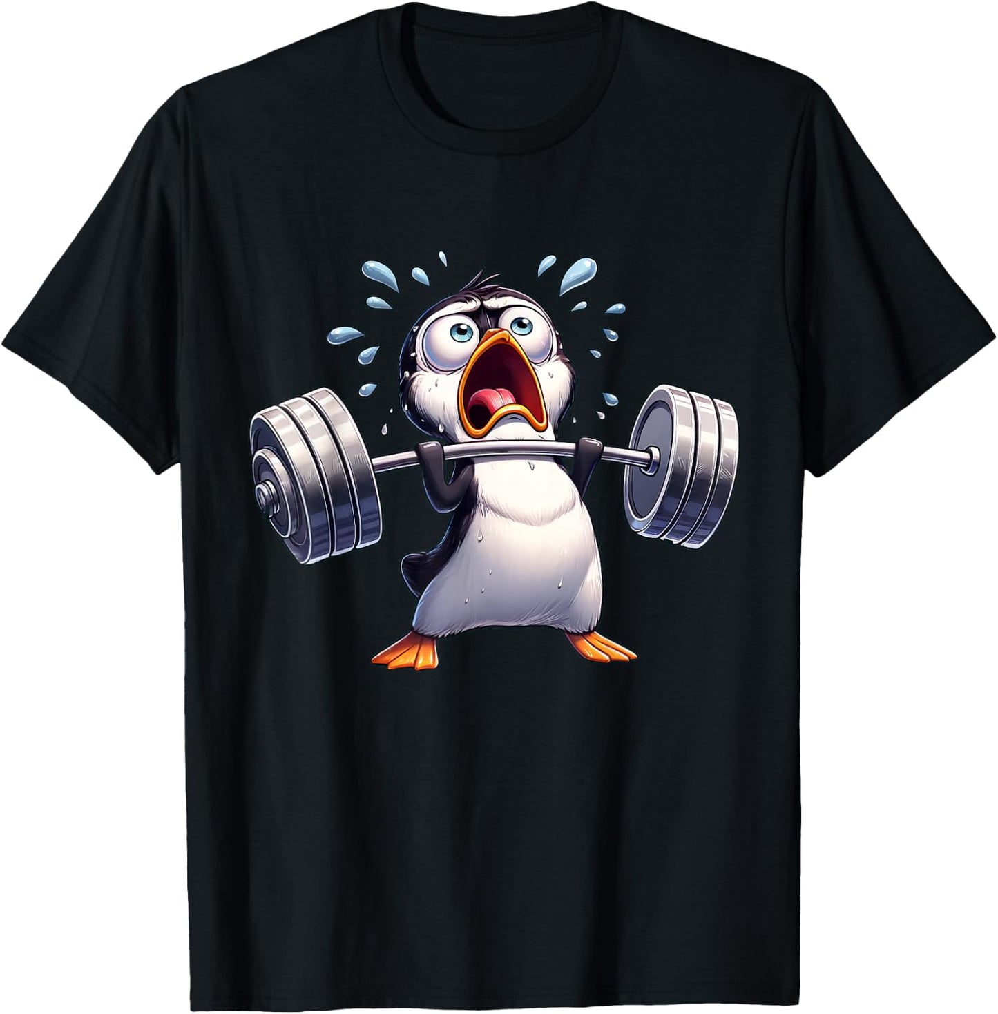 Strong Penguin Lifting Weights Workout Training T-Shirt - T-Shirt | Black