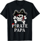 Piraten Papa Kostüm Jolly Roger gekreuzte Knochen Lustiger Piraten Papa T-Shirt - T-Shirt | Black