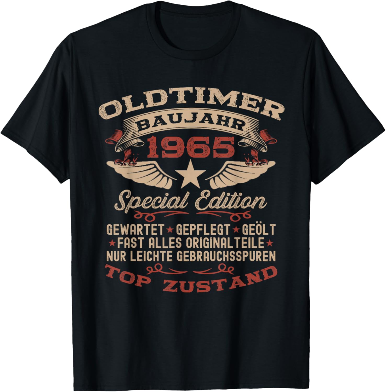 59th Birthday Gift Vintage 1965 Vintage Funny , black T-Shirt - T-Shirt | Black