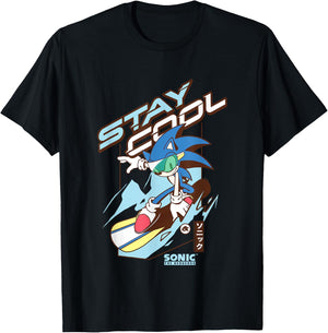 Sonic The Hedgehog Stay Cool Snowboarding Logo T-Shirt - T-Shirt | Black