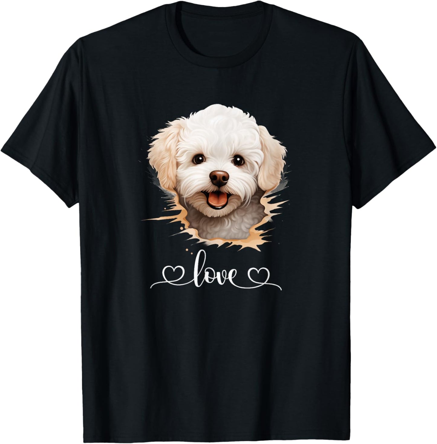 Cute Dog Graphic Love Puppy Bichon Frise Dog Women T-Shirt - T-Shirt | Black