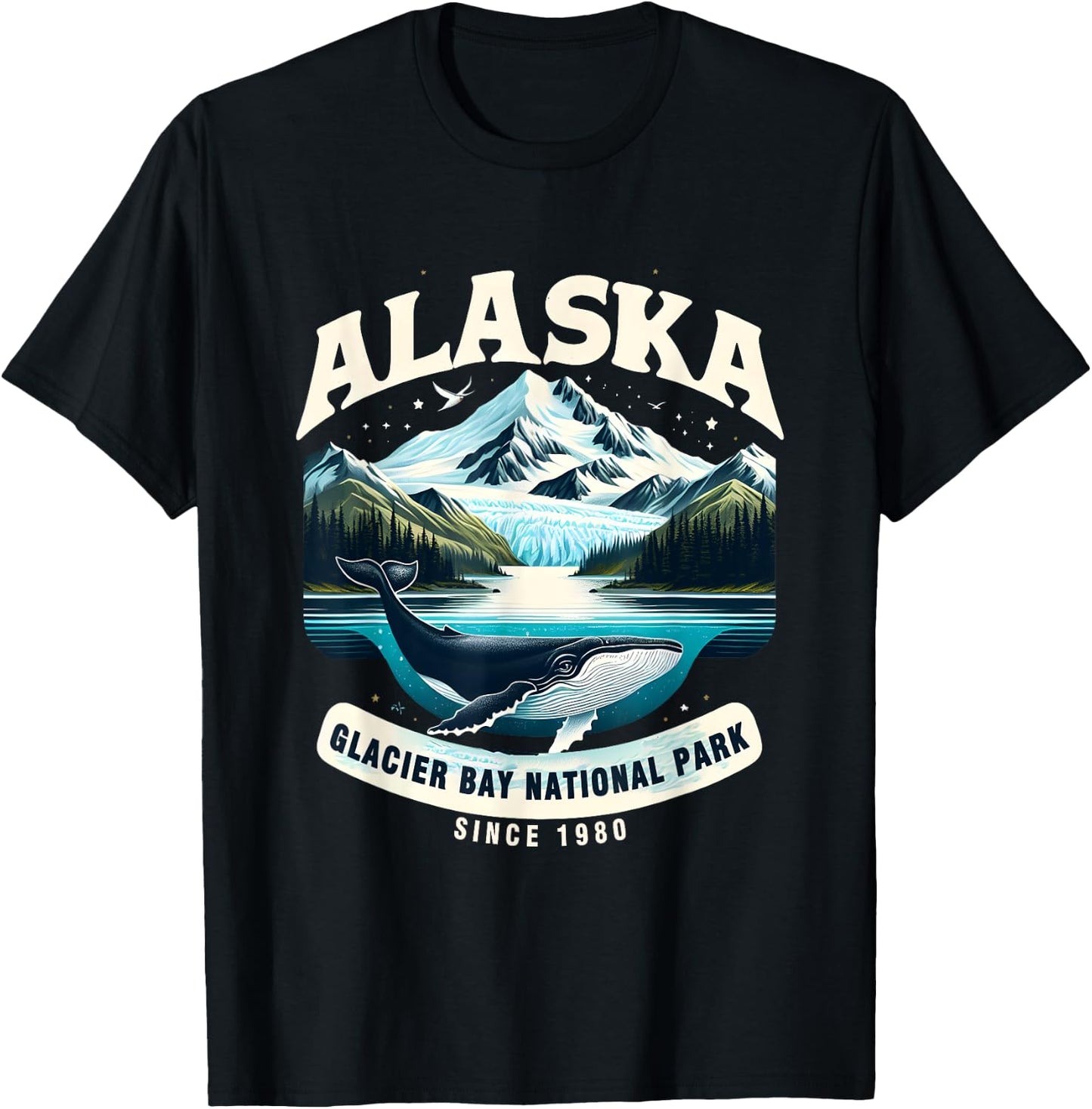 Alaska Cruise Alaska Glacier Bay National Park Sine 1980 T-Shirt - T-Shirt | Black