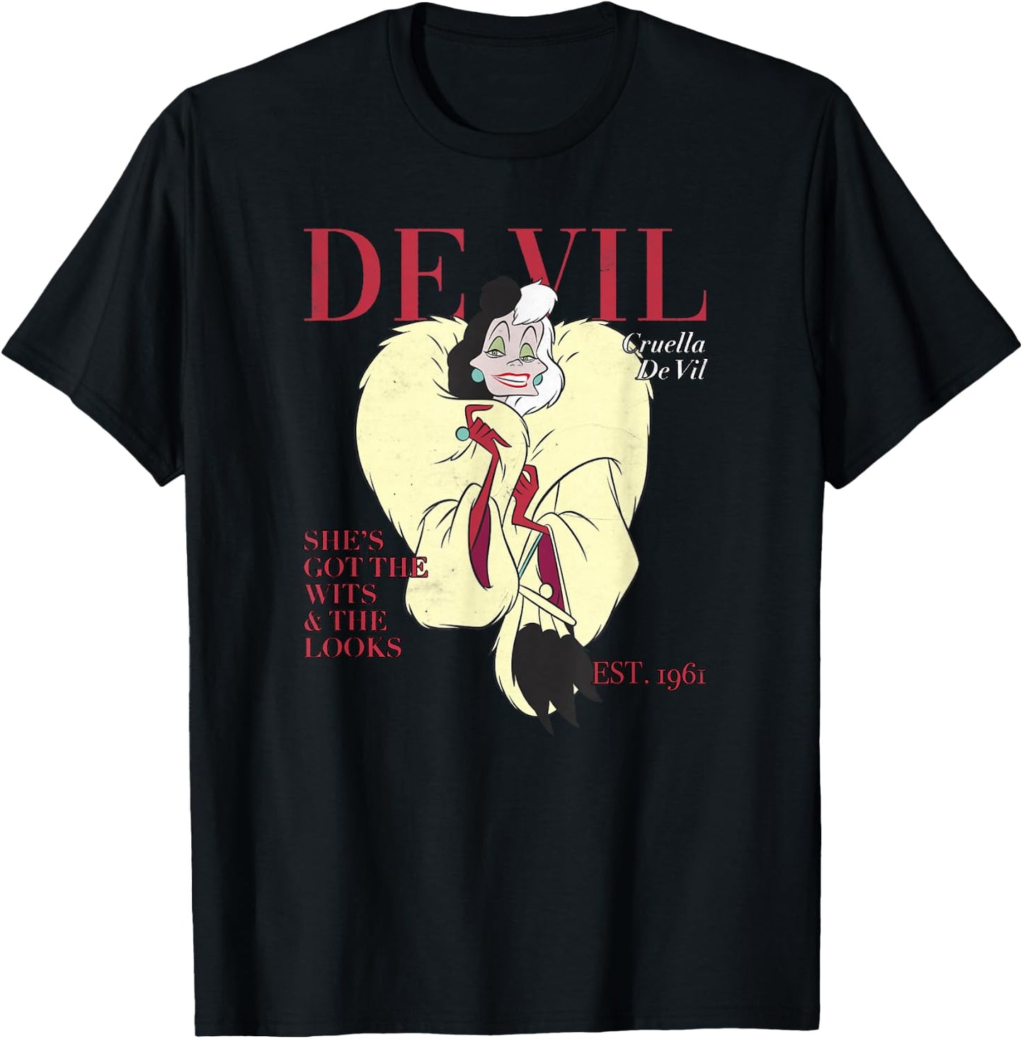 Disney Villains 101 Dalmatians Cruella De Vil Vogue Pose T-Shirt - T-Shirt | Black