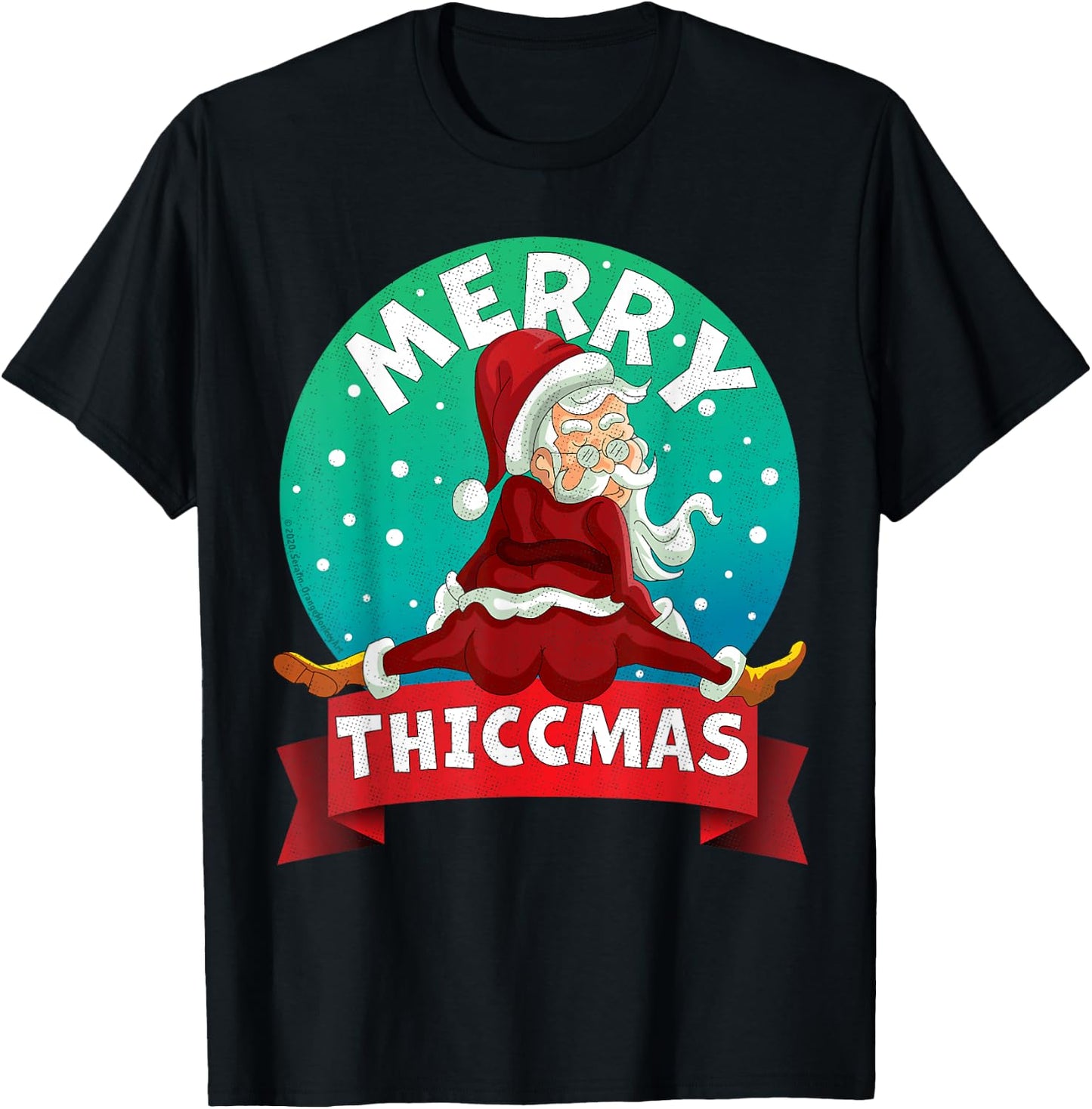 Merry Thiccmas Santa Claus Thicc Xmas Christmas Party Pajama T-Shirt - T-Shirt | Black