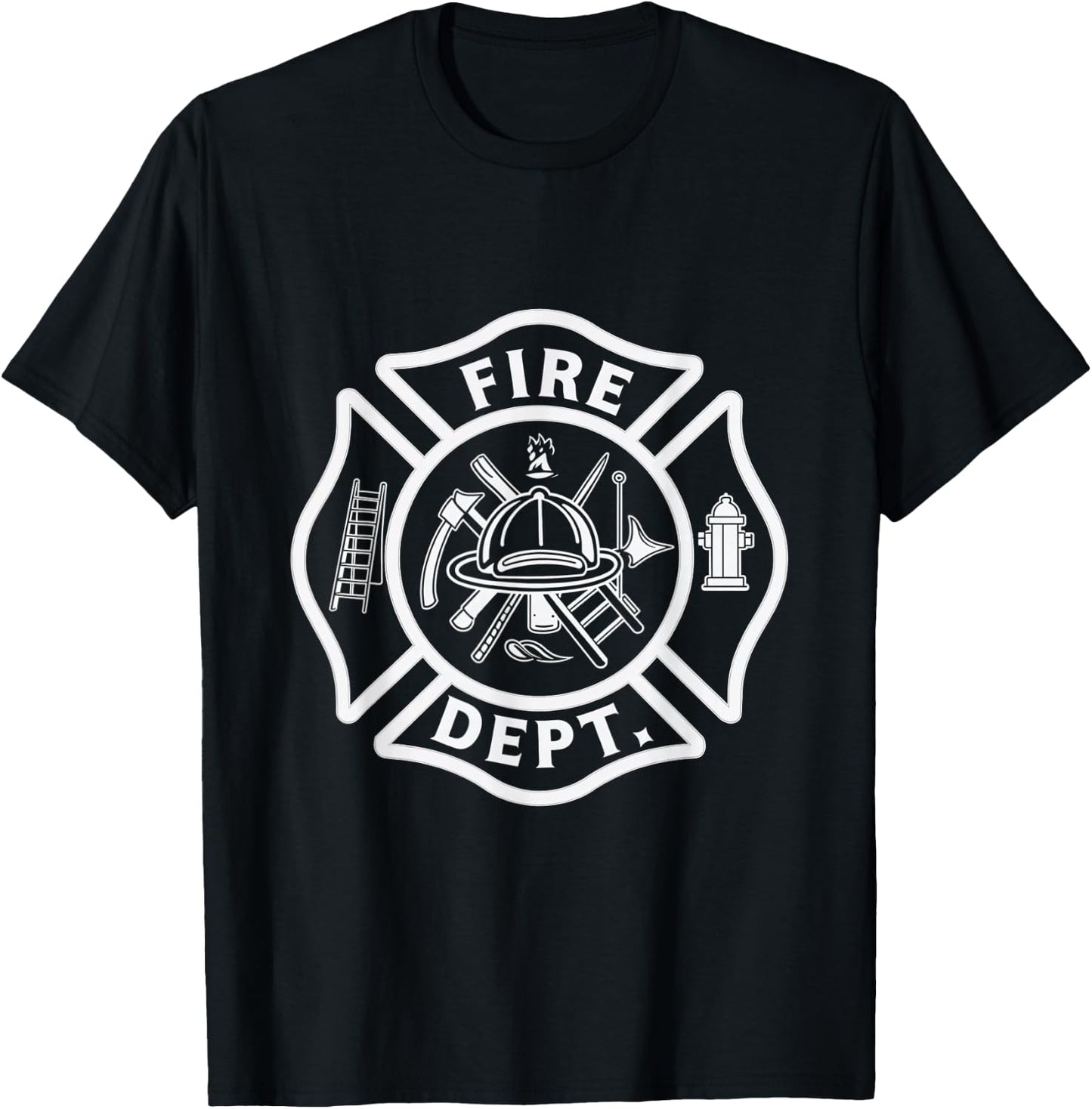 Fire Department Logo Firefighter Gear Fireman Badge T-Shirt - T-Shirt | Black