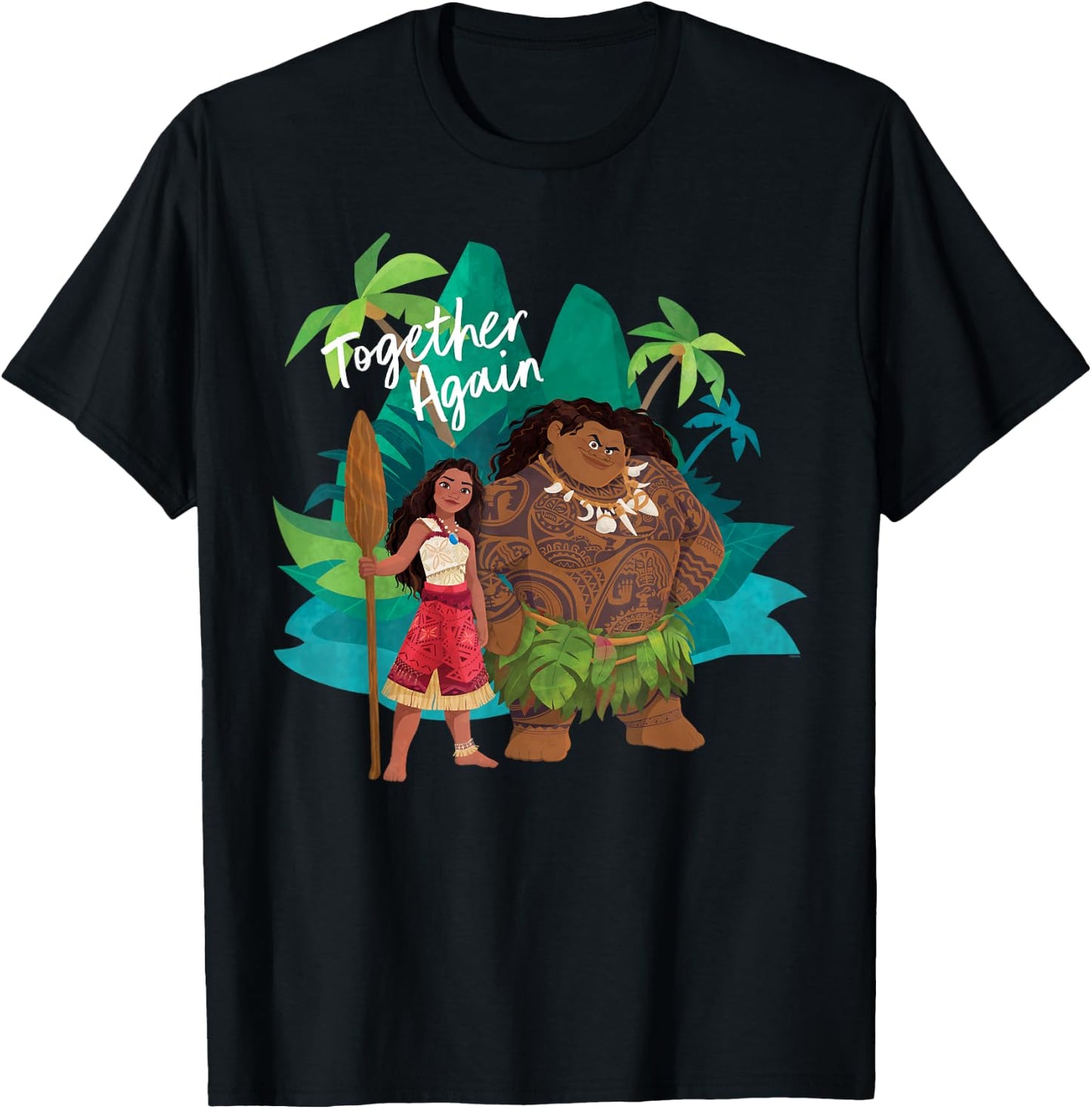 Disney Moana 2 Moana and Maui Together Again , Black, S T-Shirt - T-Shirt | Black