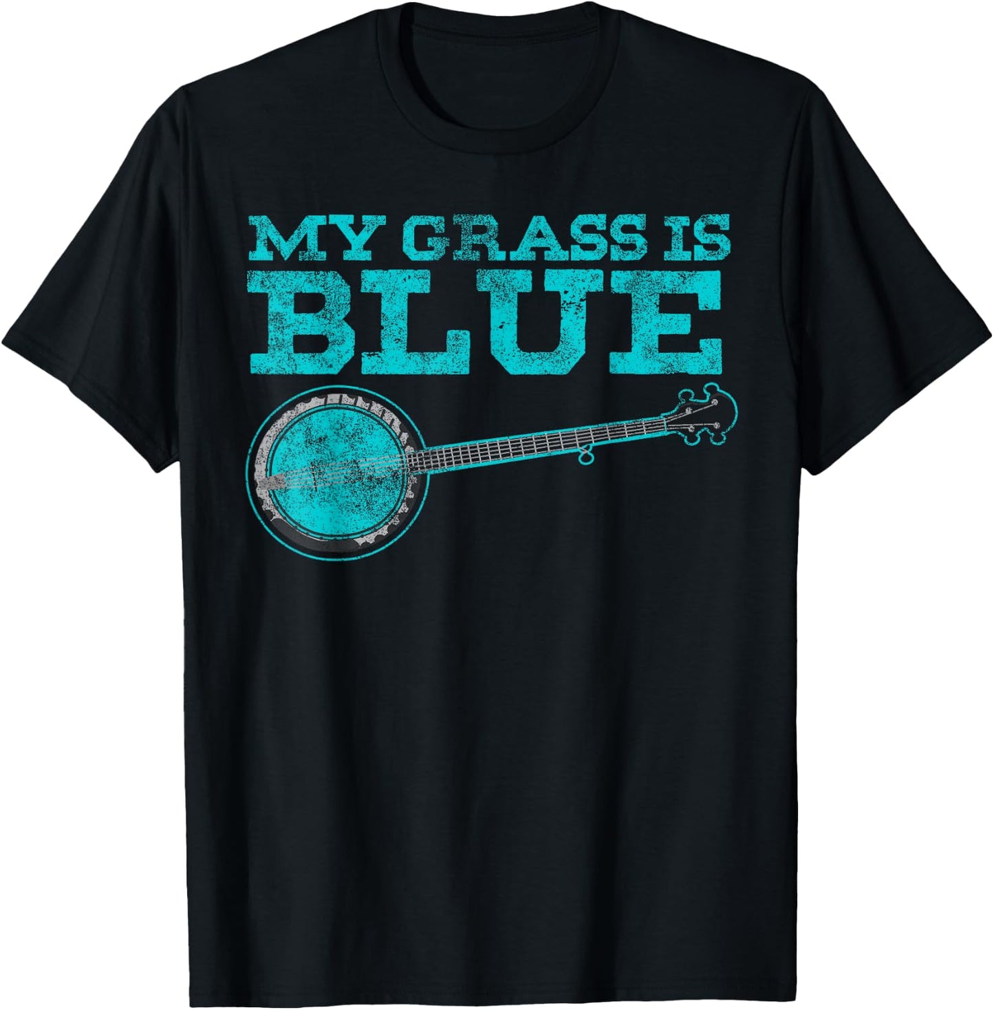 My Grass is Blue Design Banjo Player Gifts Bluegrass Music T-Shirt - T-Shirt | Black