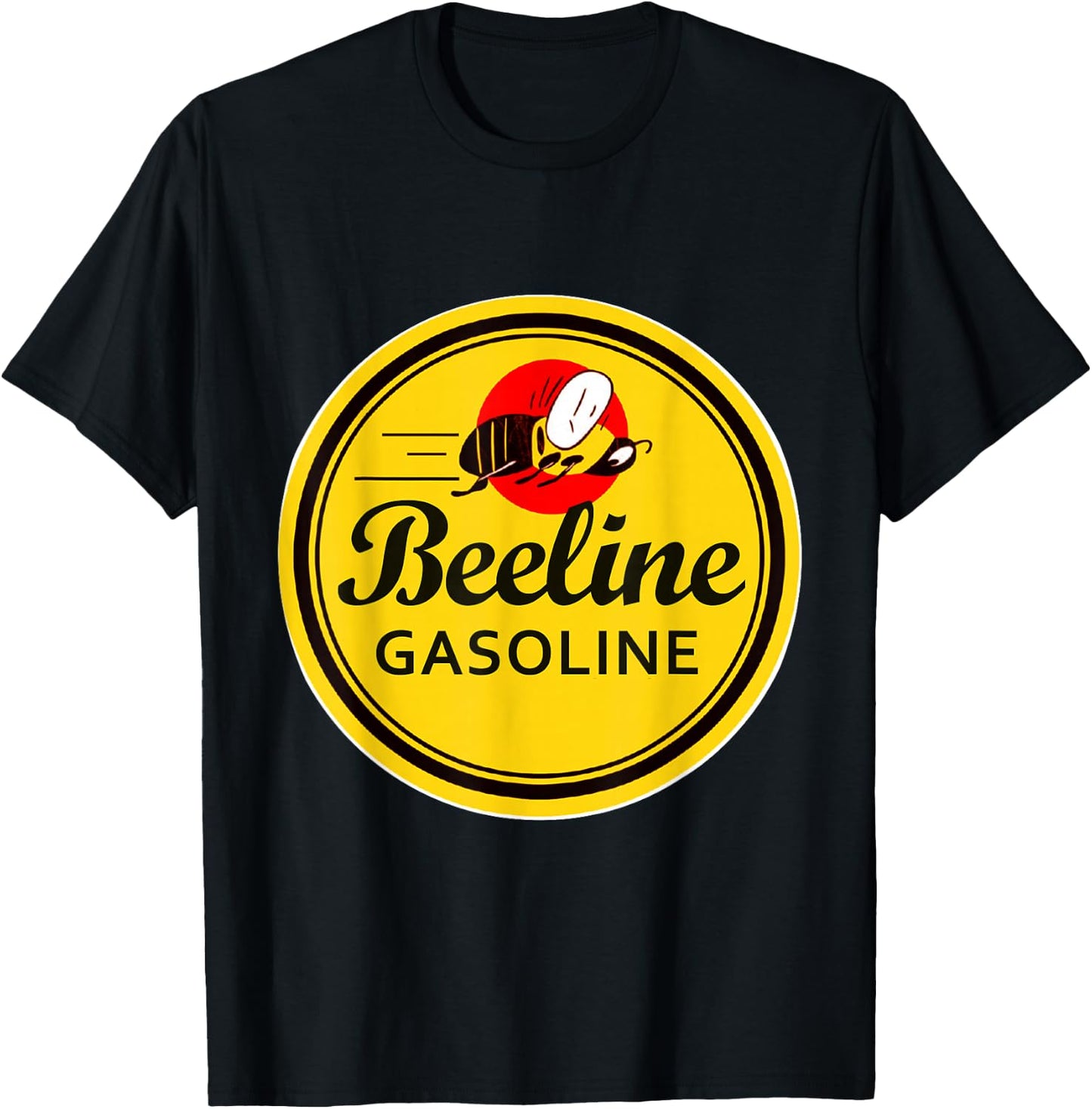 Retro Vintage Gas Station Beeline Gasoline Motor Oil Sign T-Shirt - T-Shirt | Black