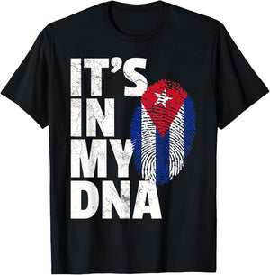 IT'S IN MY DNA Cuba Flag Cuban Pride Gift Retro T-Shirt - T-Shirt | Black