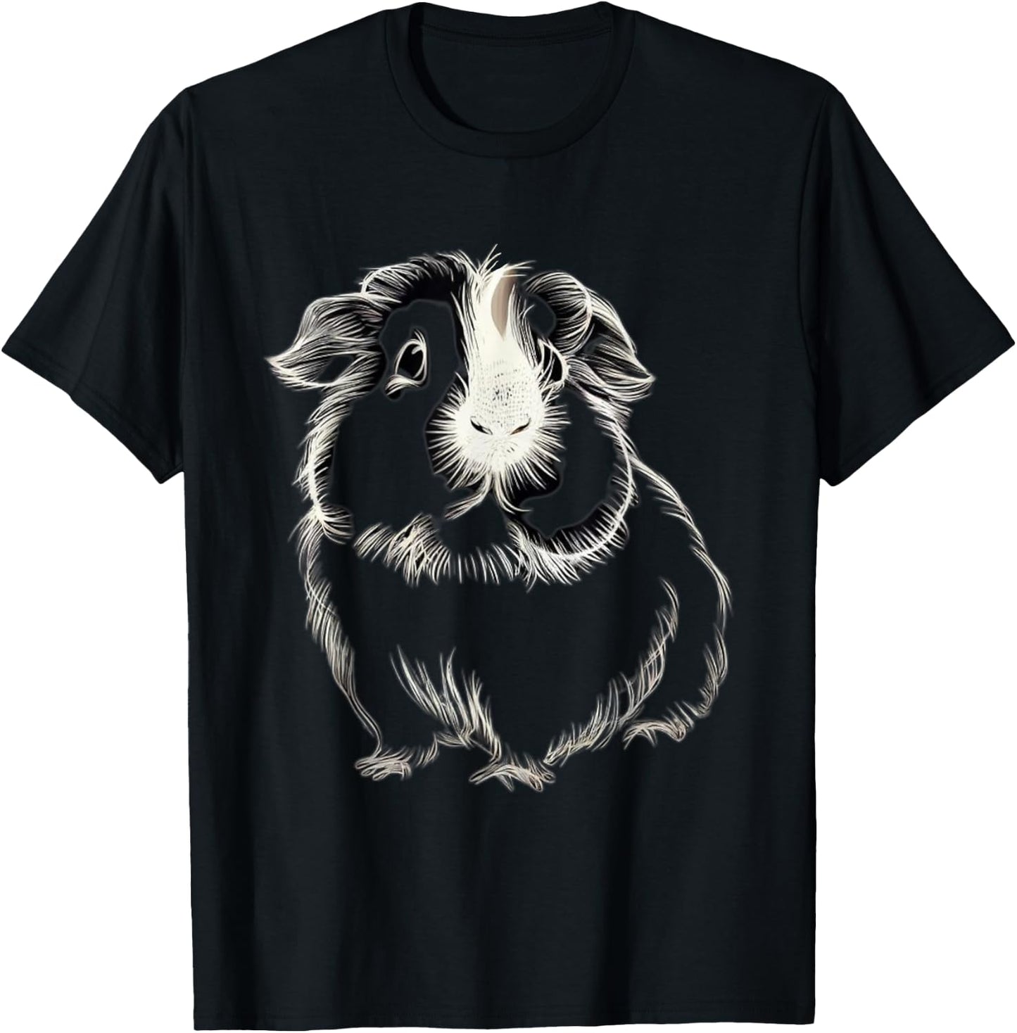 Adorable Meerschweinchen-Linienzeichnung, niedliches , black T-Shirt - T-Shirt | Black