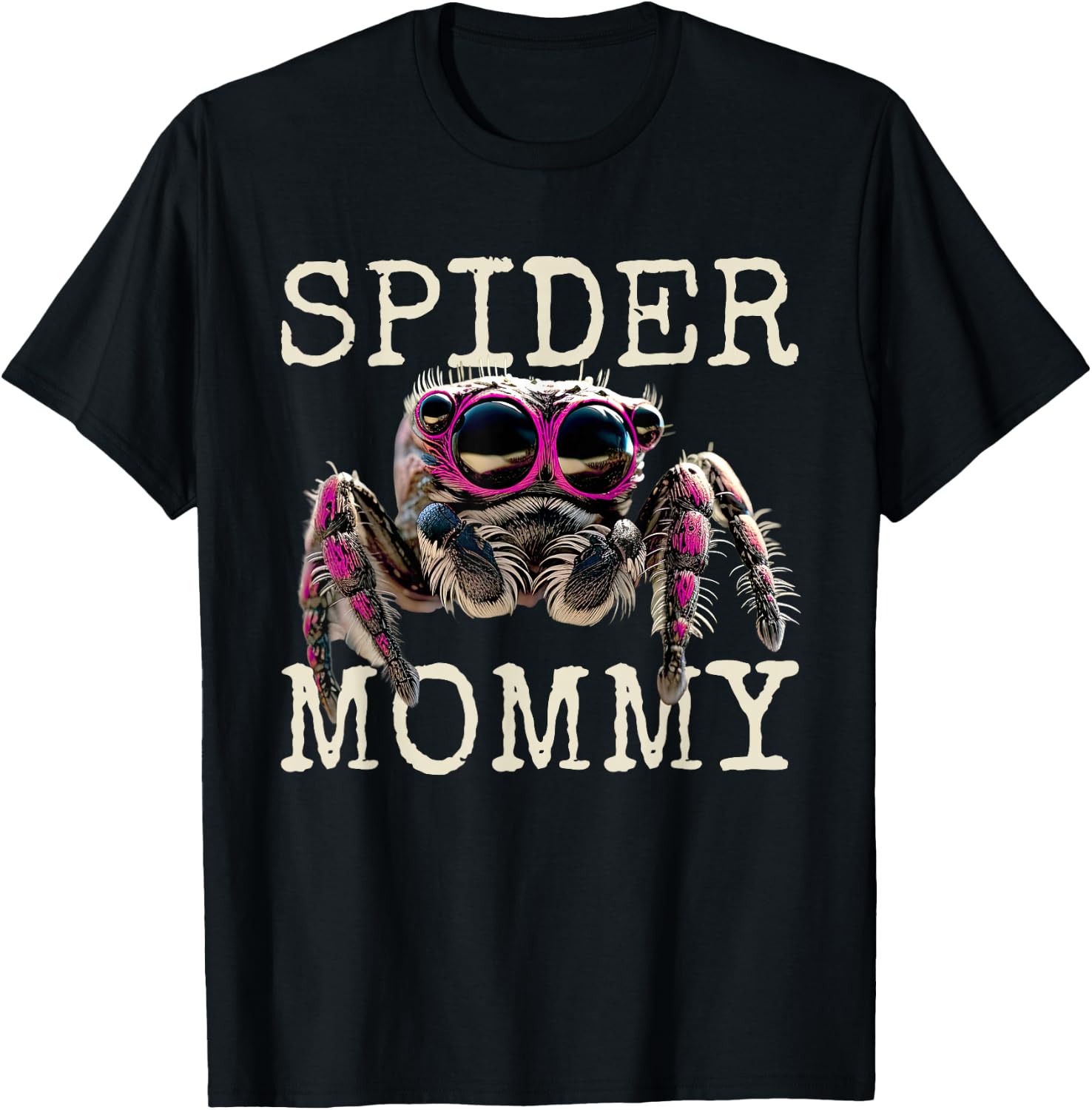 Spiders Mama Spider Mommy Phidippus Regius Mom Jumping Spider , black T-Shirt - T-Shirt | Black