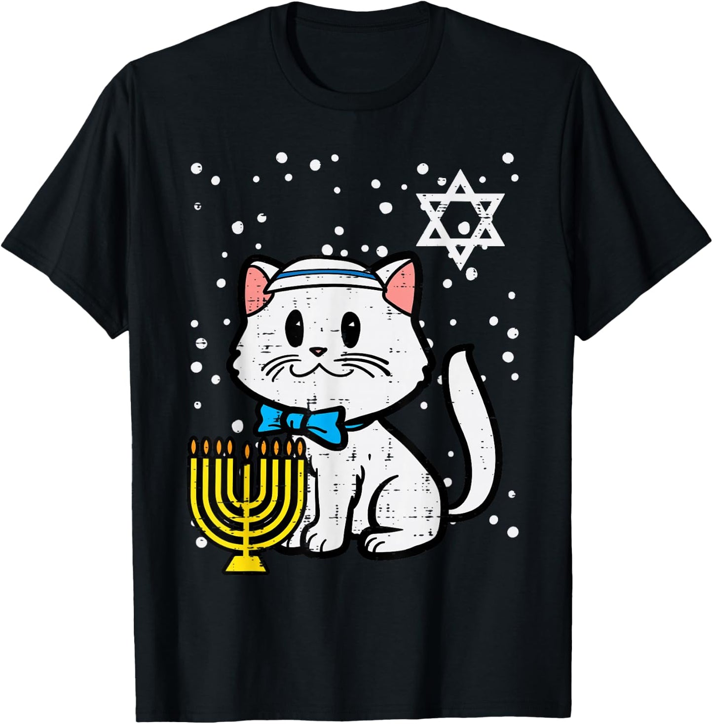 Hanukkah Cat Cute Chanukah Jewish Women Girls Kids Toddlers T-Shirt - T-Shirt | Black