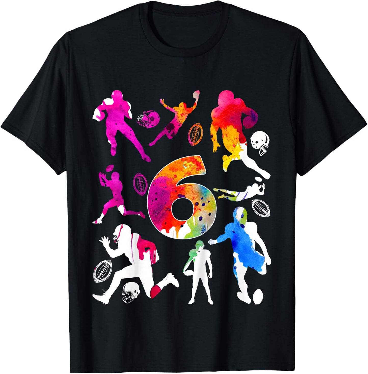 Kids NUMBER 6 YEARS FOOTBALL 6TH BIRTHDAY T-Shirt - T-Shirt | Black