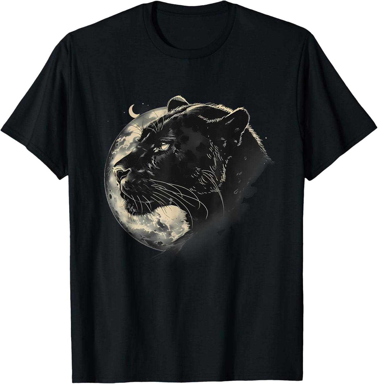 Panther Nature Jungle Motif Wildlife Moon Panther Lover T-Shirt - T-Shirt | Black