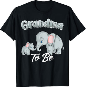 Soon Grandma To Be Elephants For Baby Shower Gender Reveal T-Shirt - T-Shirt | Black