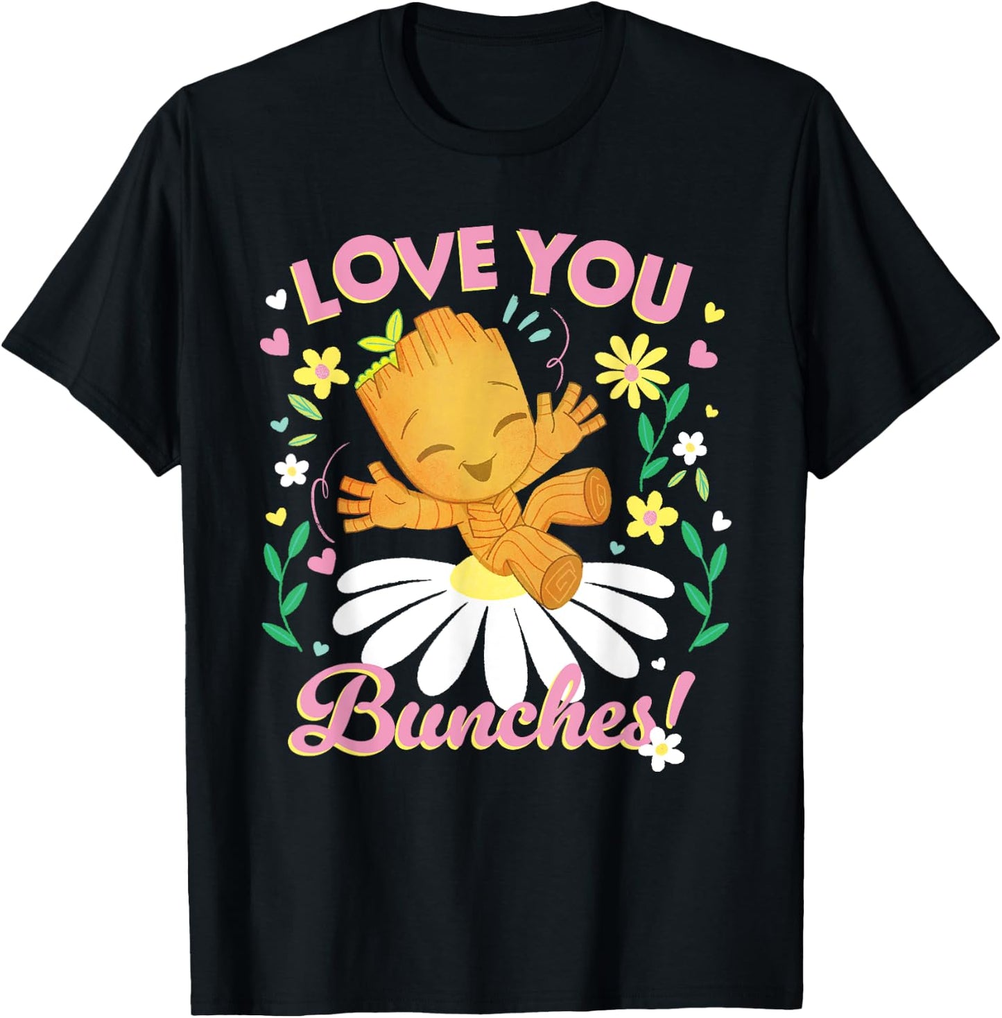 Marvel Valentine's Day Spring Flower Groot Love You Bunches , Black, S T-Shirt - T-Shirt | Black
