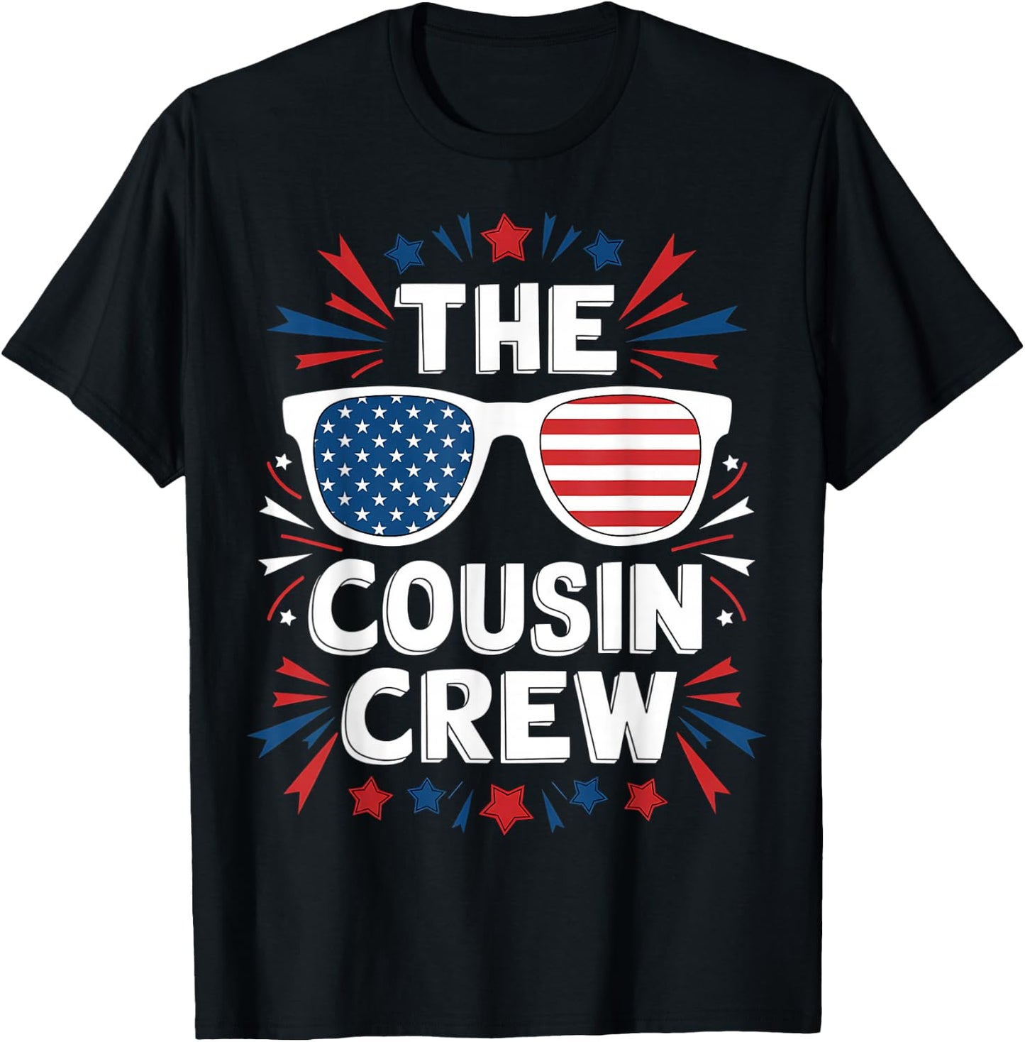 Patriotic American Cousin Crew 4th of July Family Matching T-Shirt - T-Shirt | Black