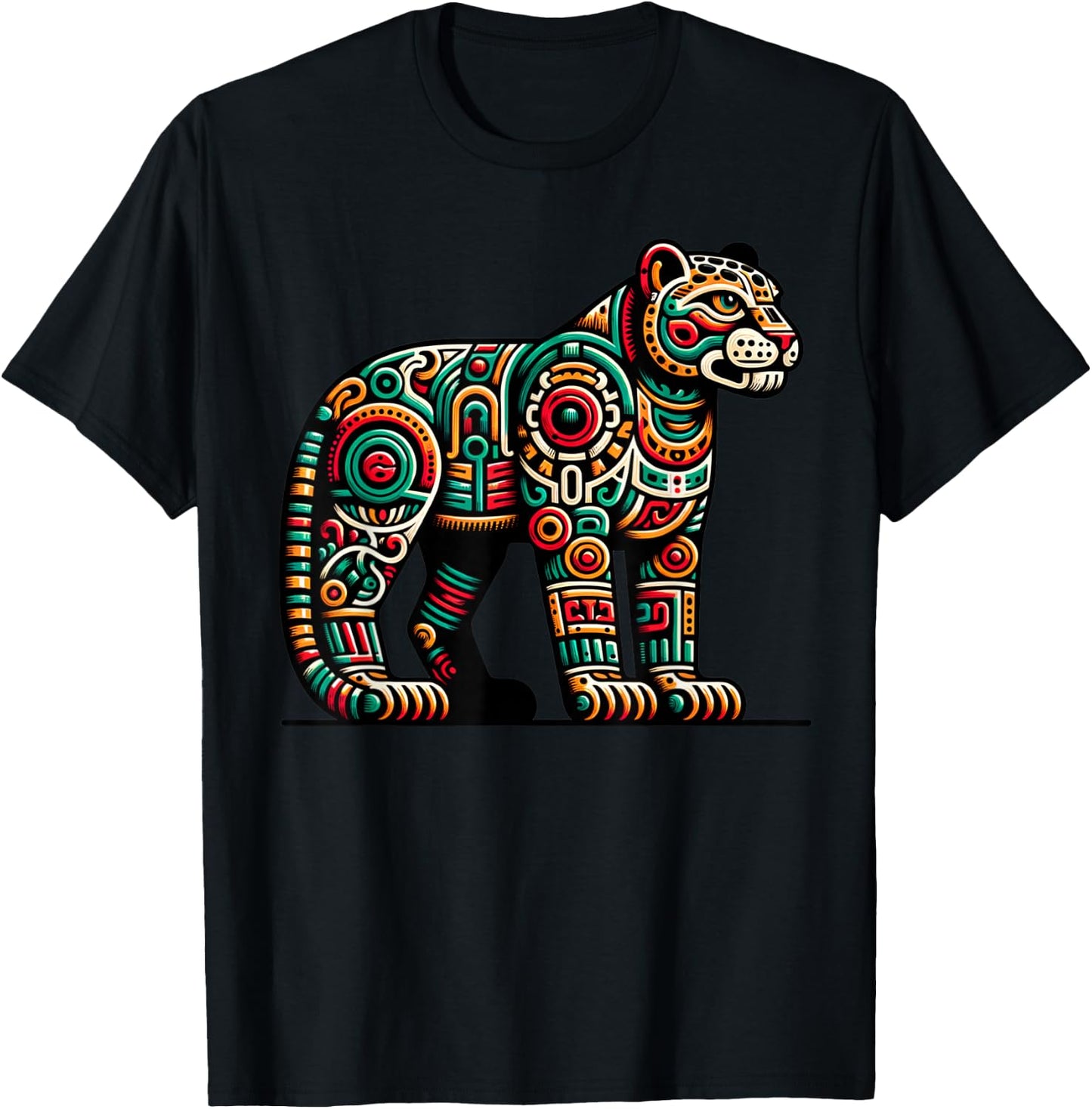 Jaguar Warrior, History of Mexican Aztecs and Tezcatlipoca T-Shirt - T-Shirt | Black