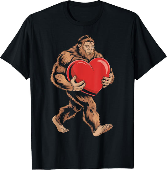 Humor Bigfoot Valentines Day Funny T-Shirt - T-Shirt | Black