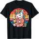Funny Unicorn Drinking Coffee Graphic Boys Girls Women Kids T-Shirt - T-Shirt | Black