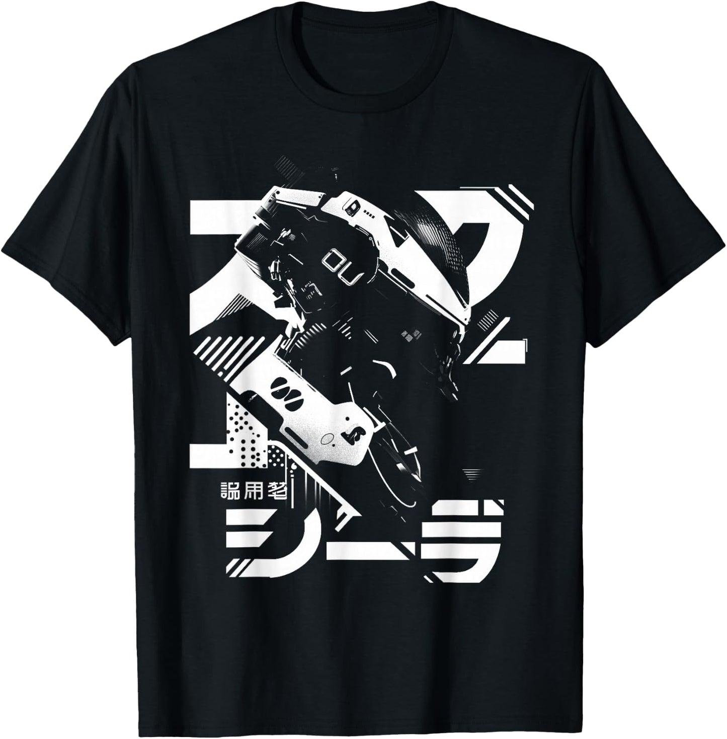 Futuristic Techwear Japanese Cyberpunk Harajuku Anime Manga , black T-Shirt - T-Shirt | Black
