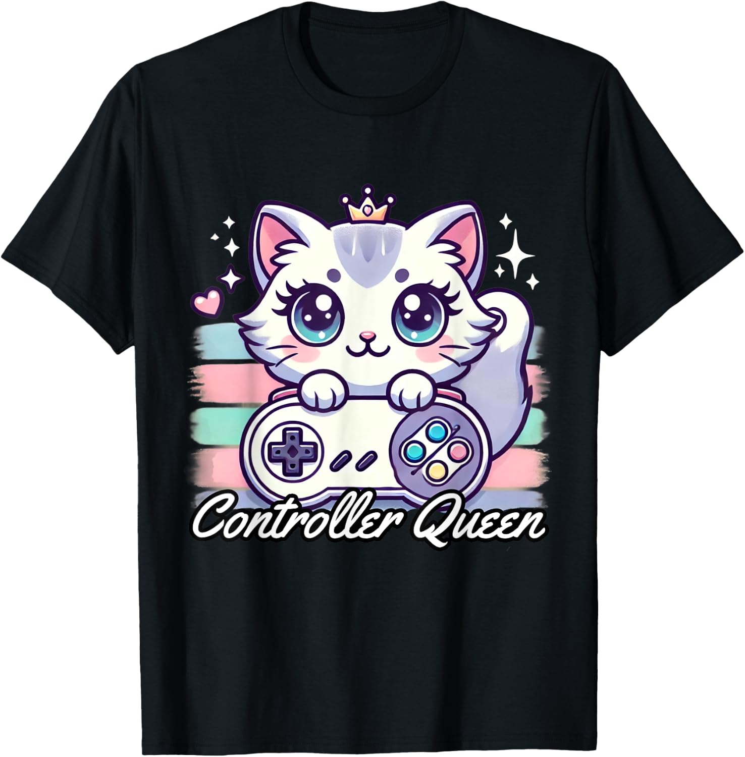 Gamer Girl Cat Gaming Cute Video Game Women Girls T-Shirt - T-Shirt | Black