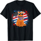 Funny Vintage Orange Tabby Cat Sunglasses Scarf USA Flag T-Shirt - T-Shirt | Black