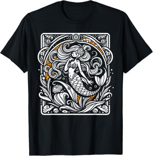 Tarot Card Reading Dark Magic Fortune Telling Mermaid T-Shirt - T-Shirt | Black