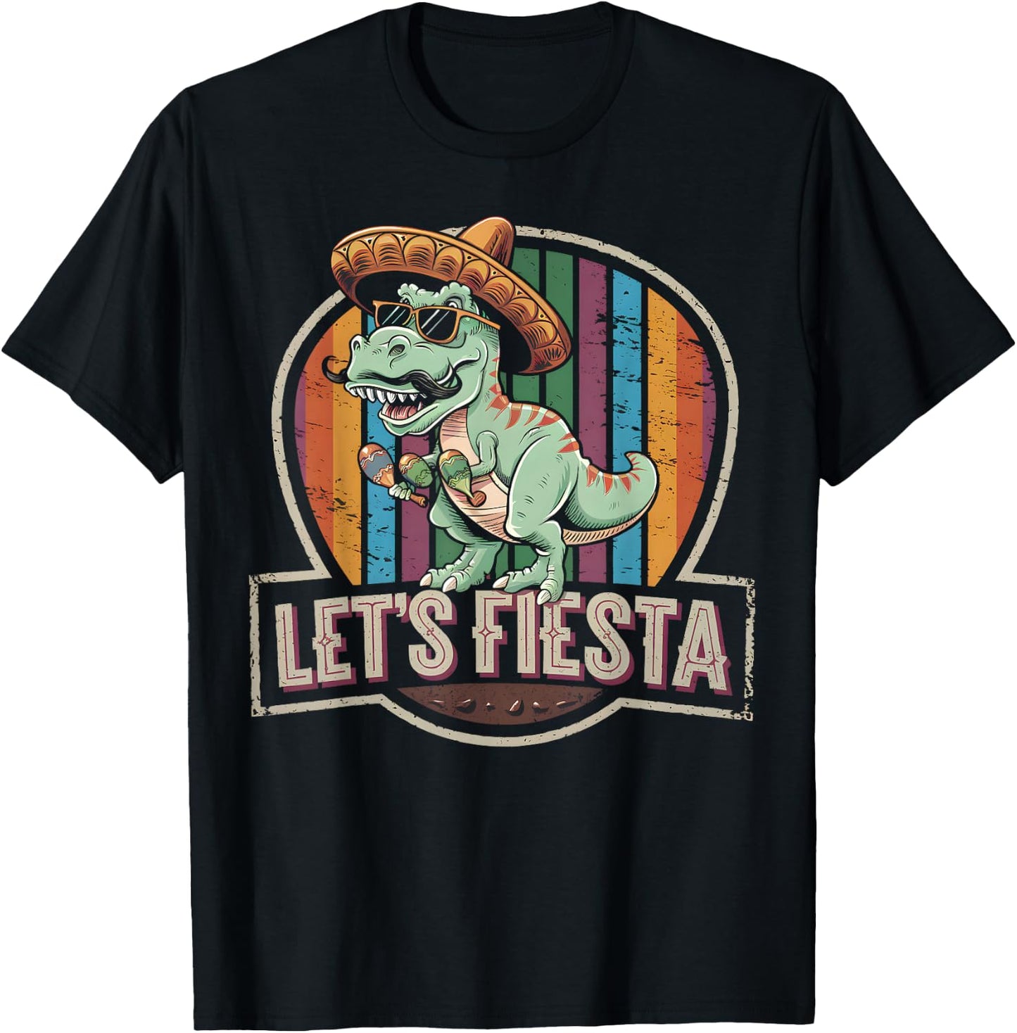 Let's Fiesta Mexican Dino Trex Cinco De Mayo Toddler Boys T-Shirt - T-Shirt | Black