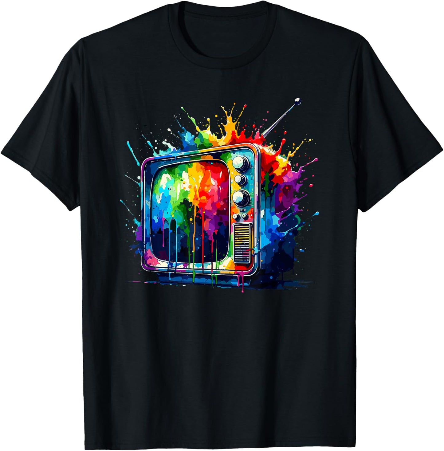 Splash Art Television Vintage TV Retro 70s 80s T-Shirt - T-Shirt | Black