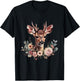 Deer Fawn Flowers Costume Shirt Dirndl Oktoberfest , black T-Shirt - T-Shirt | Black
