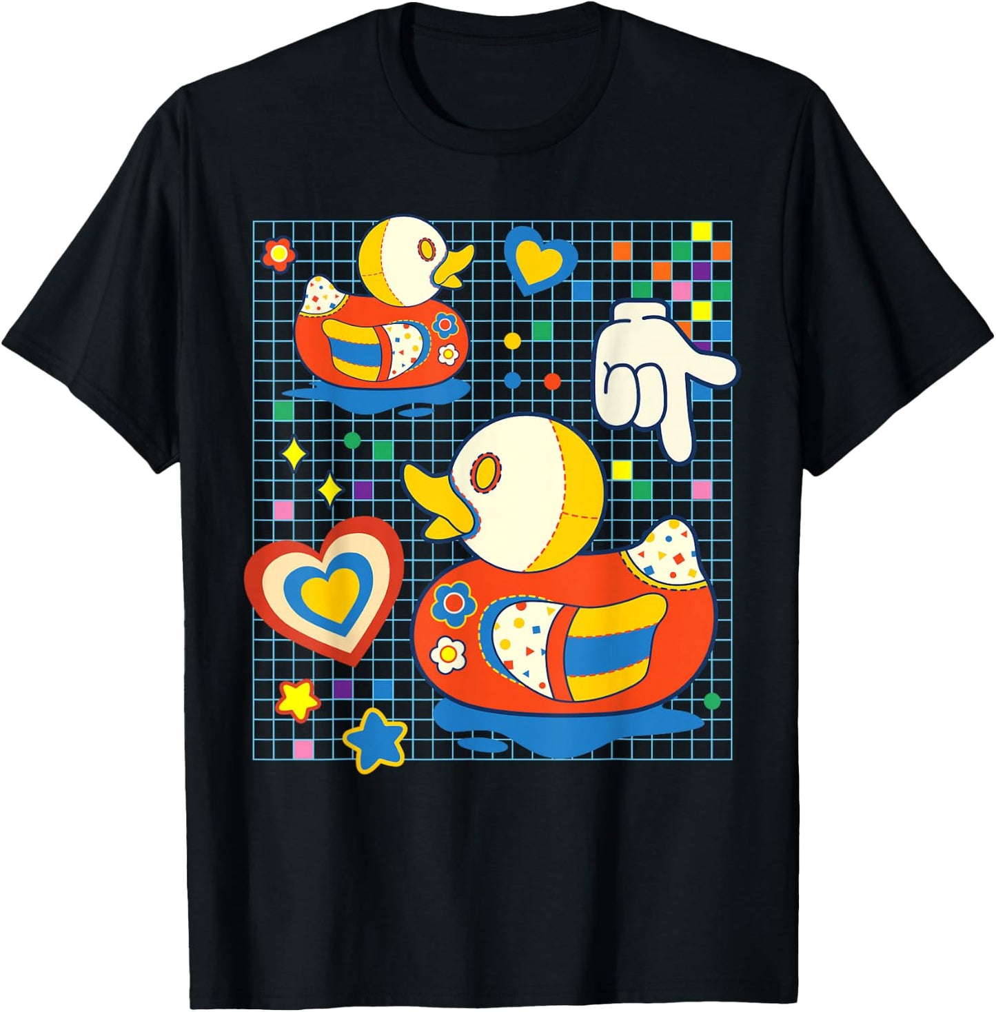 Kidcore Aesthetic Duck Fabric Patches Decora Kei T-Shirt - T-Shirt | Black
