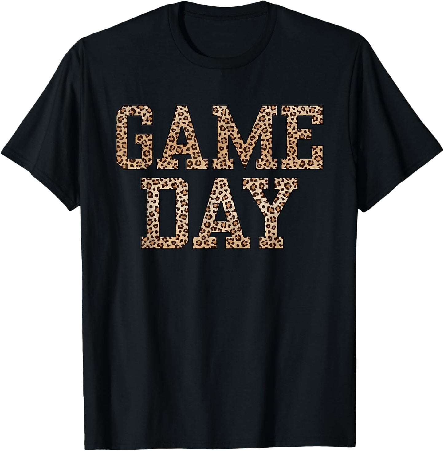 American Football Lover Game Day Leopard Cheetah Football T-Shirt - T-Shirt | Black