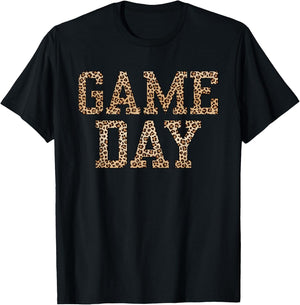 American Football Lover Game Day Leopard Cheetah Football T-Shirt - T-Shirt | Black
