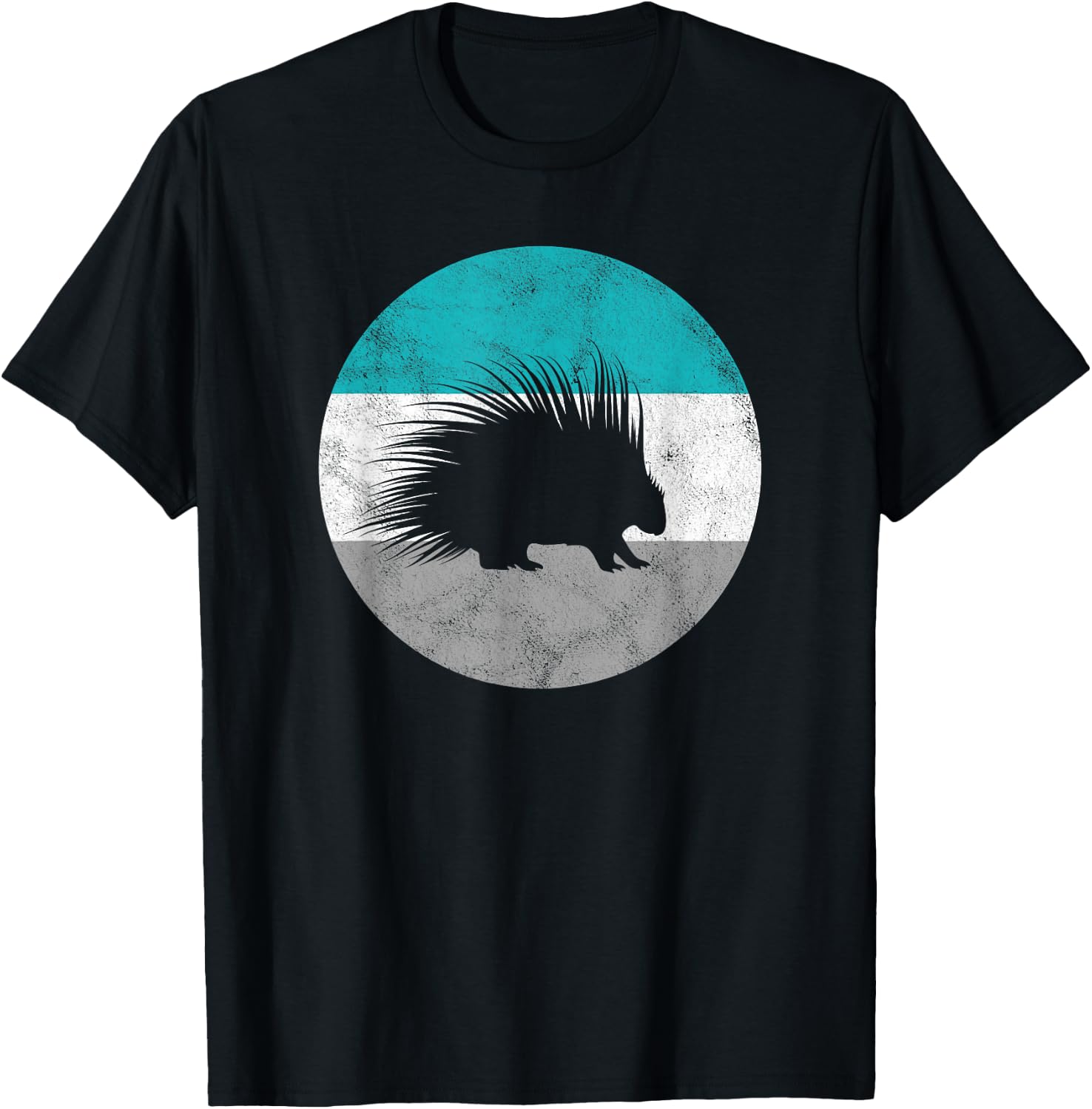 Porcupine Retro Gift Women Boys & Girls T-Shirt - T-Shirt | Black