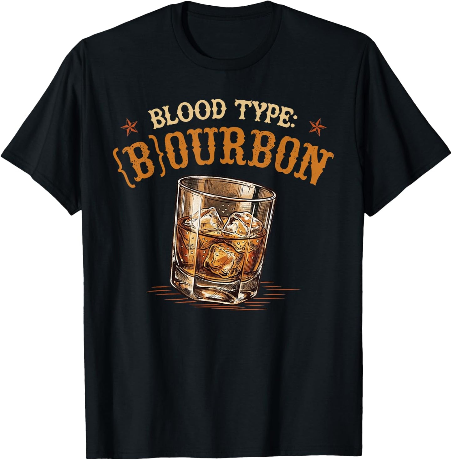 My Blood Type is Bourbon Retro Funny Drinking Joke T-Shirt - T-Shirt | Black