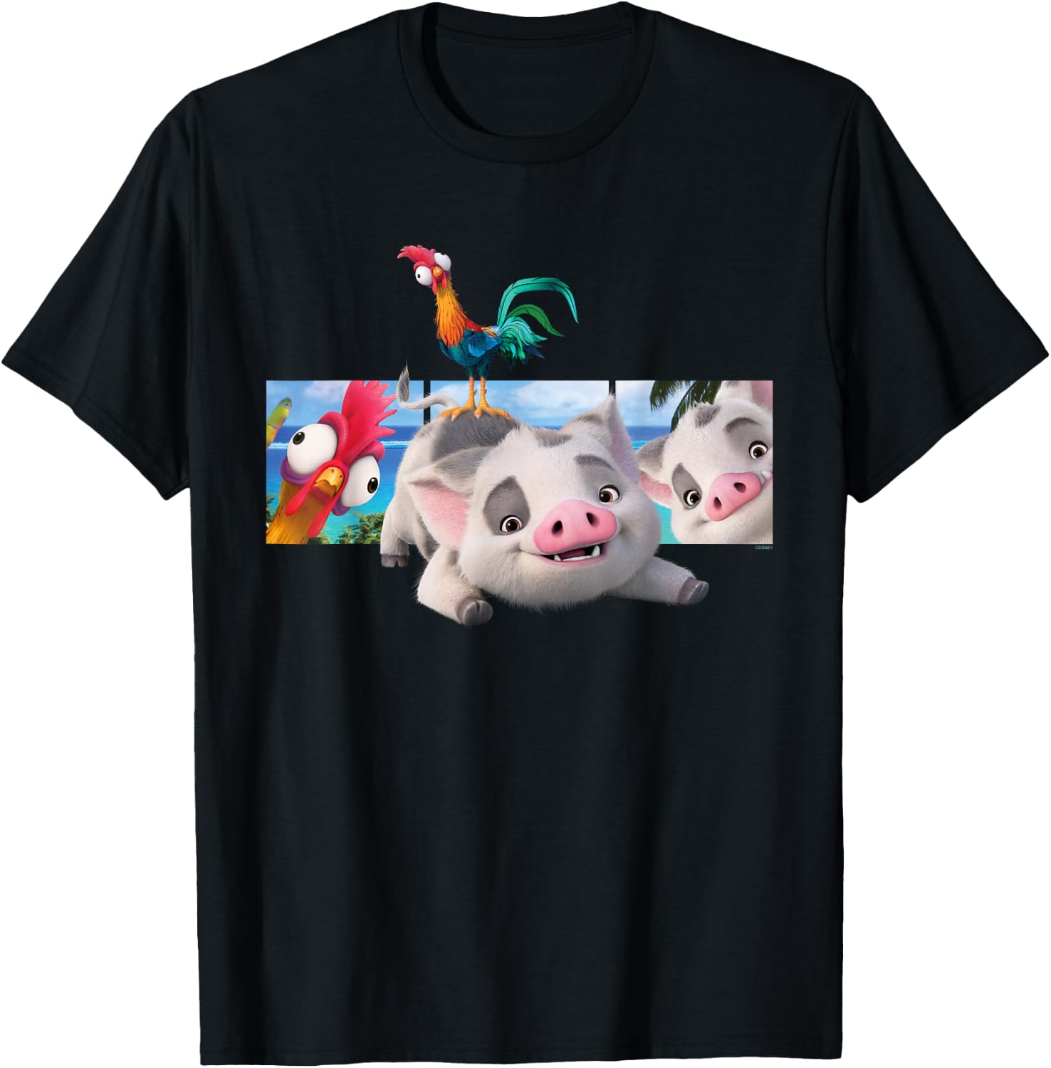 Disney Moana 2 Best Beach Friends Pua and Heihei , Black, S T-Shirt - T-Shirt | Black