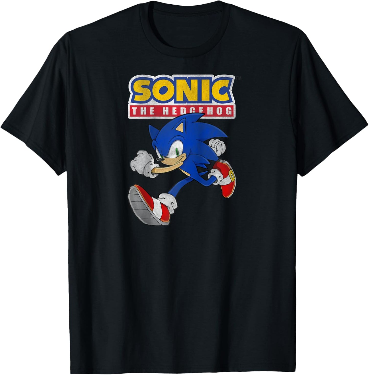 Sonic The Hedgehog Running Sonic Cool Portrait Vintage Raglan Baseball T-Shirt - T-Shirt | Black