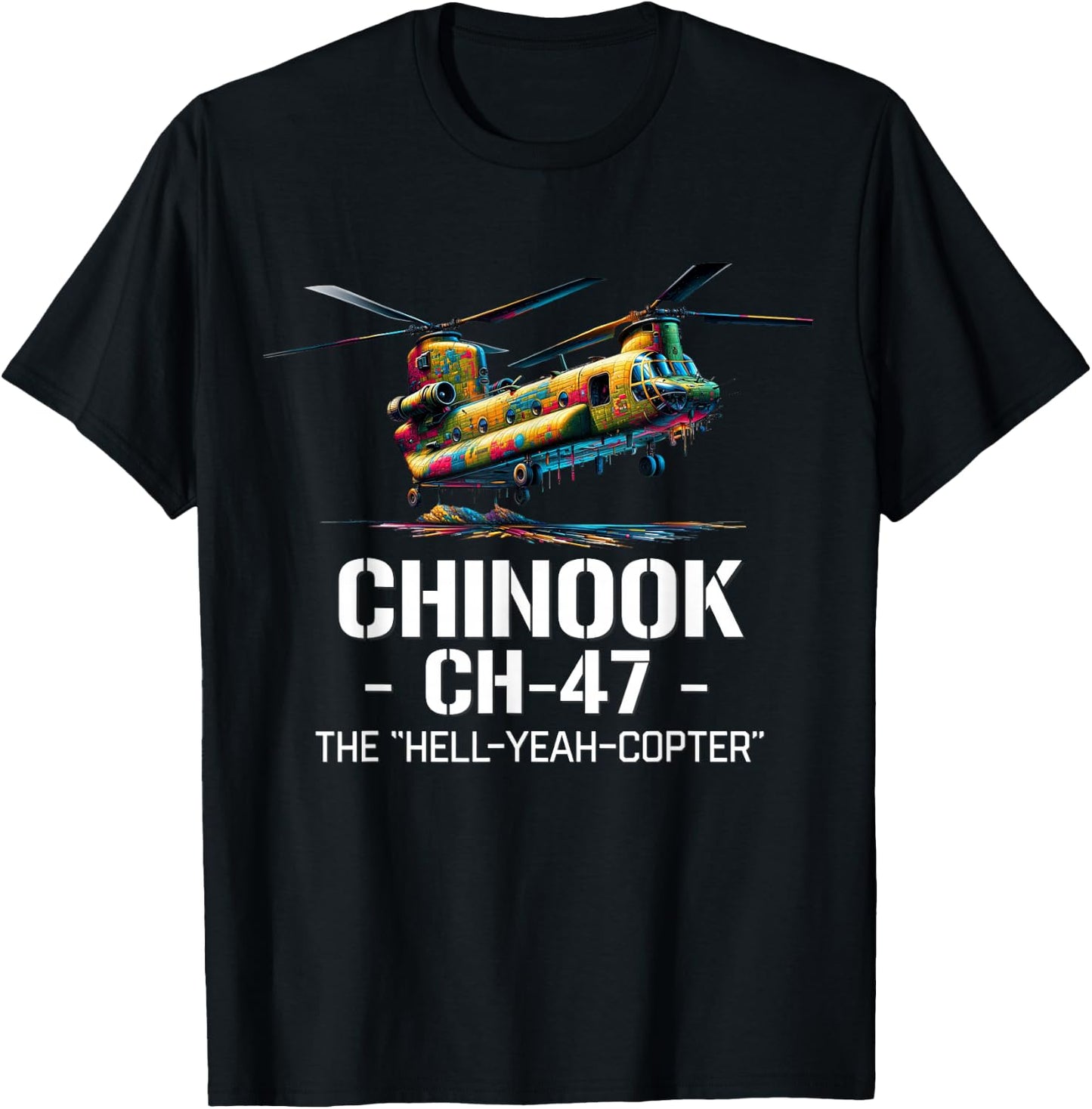 Military Aircraft Aviation Designs Vintage CH-47 Chinook Military Helicopter - Black - Men's -Adults - Small - Short Sleeve T-Shirt - T-Shirt | Black