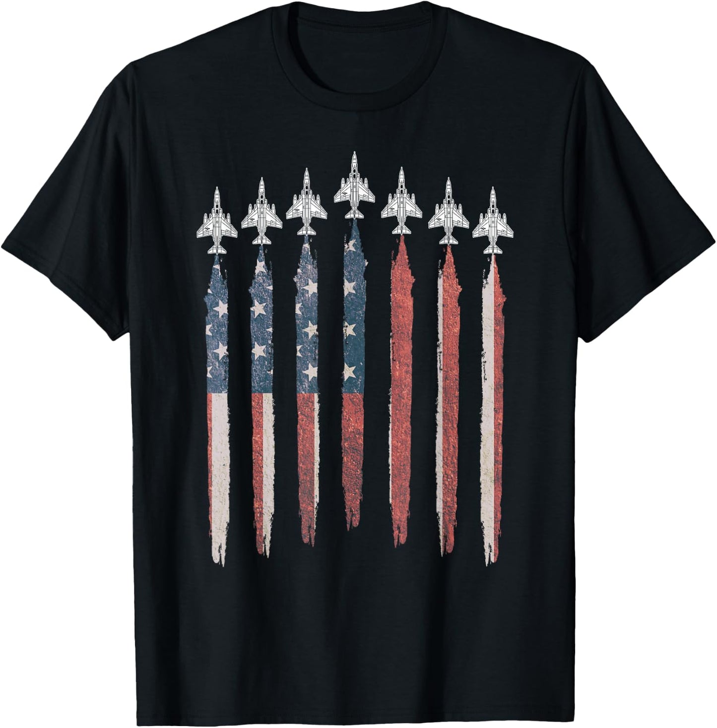 F4 Phantom Fighter Jet USA Flag Airplane F-4 4th of July T-Shirt - T-Shirt | Black