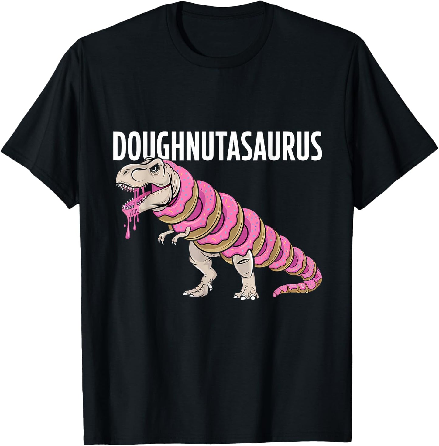 Doughnut Dino T-Rex Baking Donut Lover T-Shirt - T-Shirt | Black
