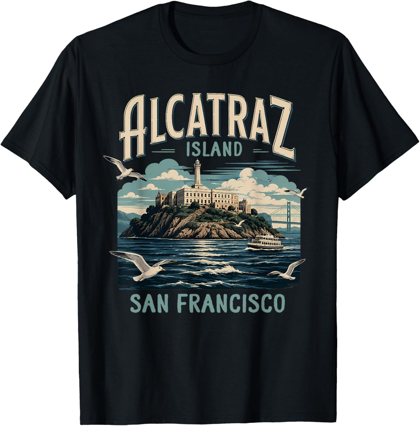 Alcatraz Island San Francisco California Souvenir Traveling T-Shirt - T-Shirt | Black
