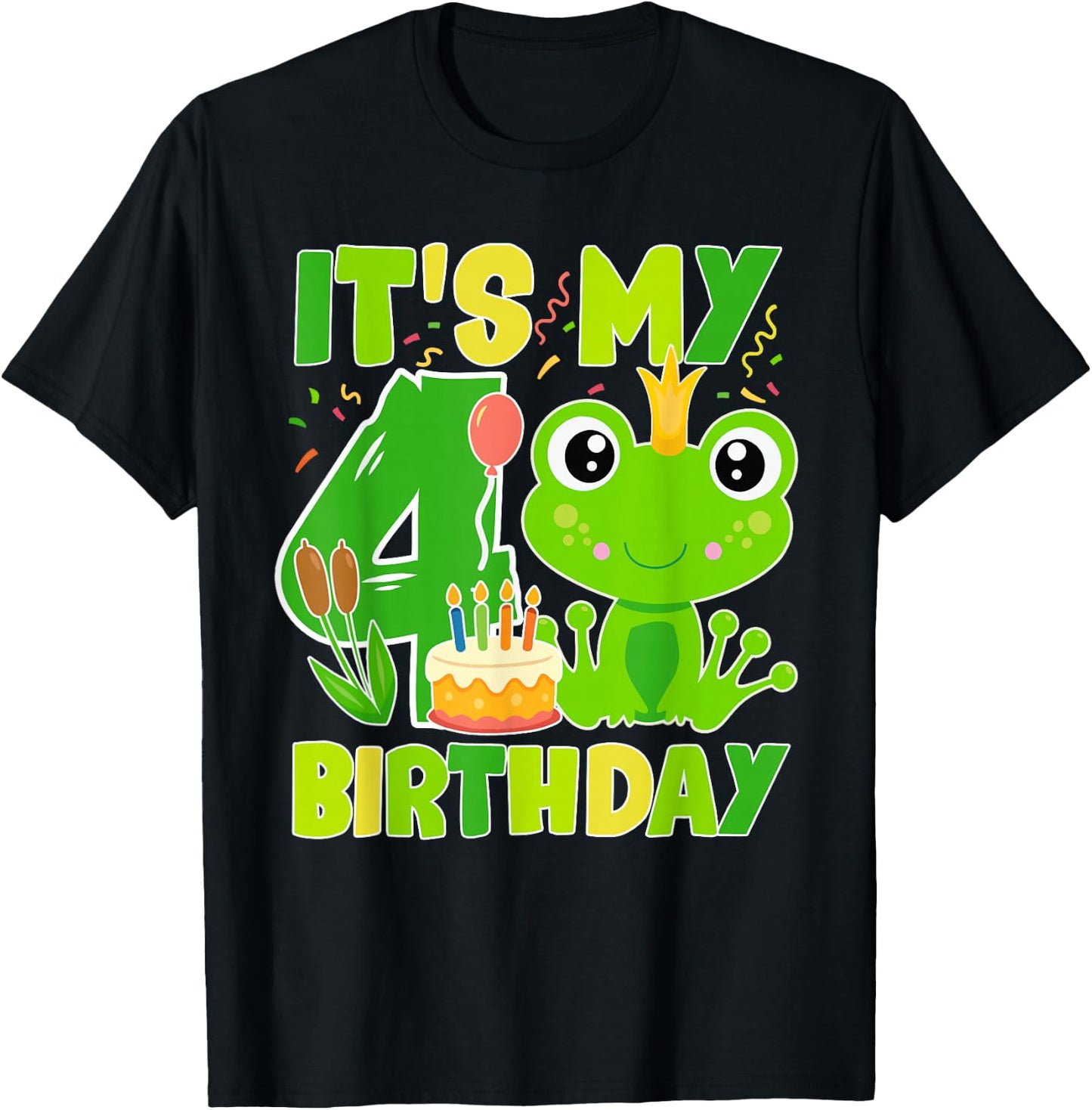 It’s My 4th Birthday Frog T-Shirt - T-Shirt | Black