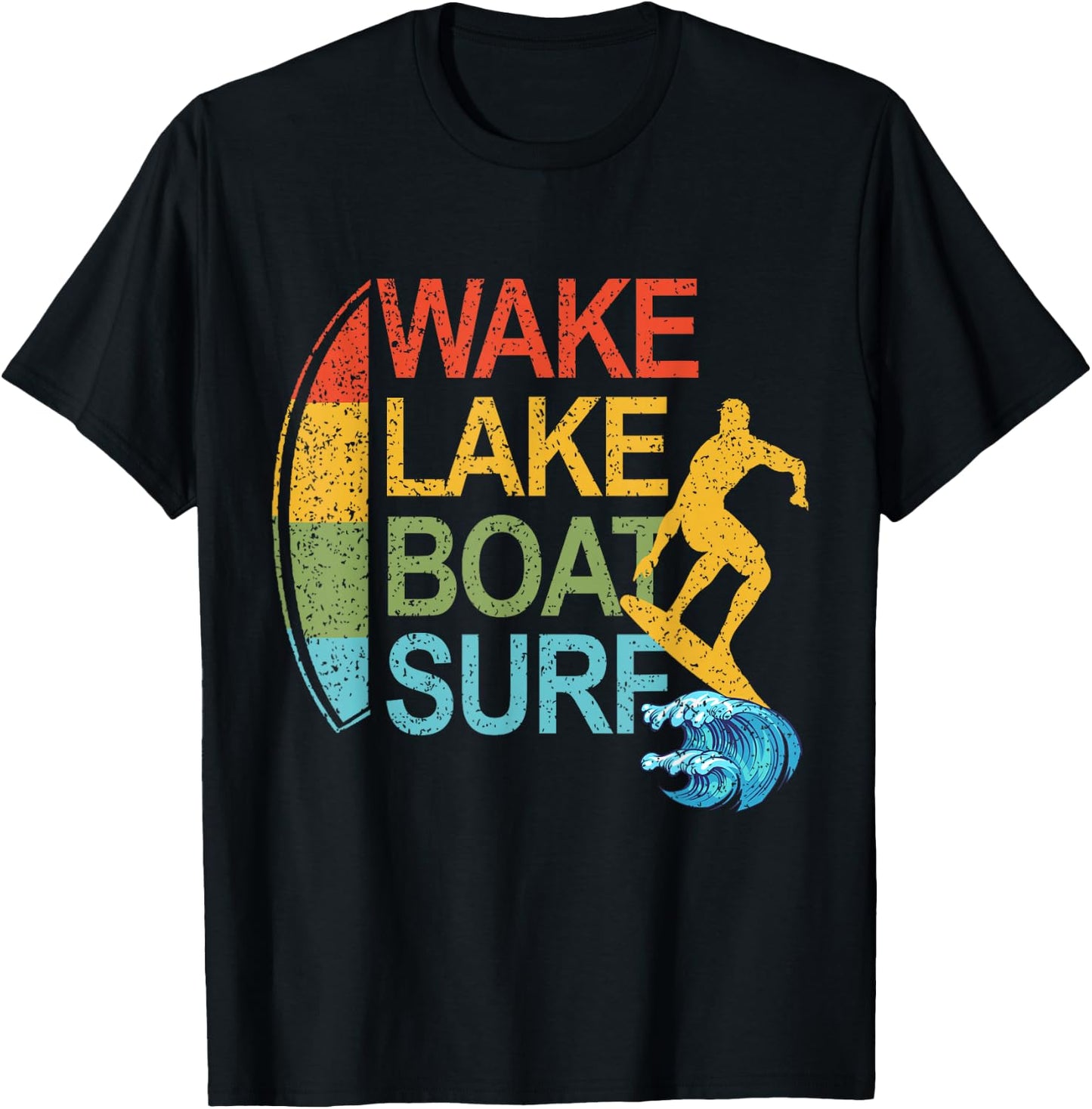 Wake Lake Boat Surf Surfing Surfboarding Surfboards T-Shirt - T-Shirt | Black
