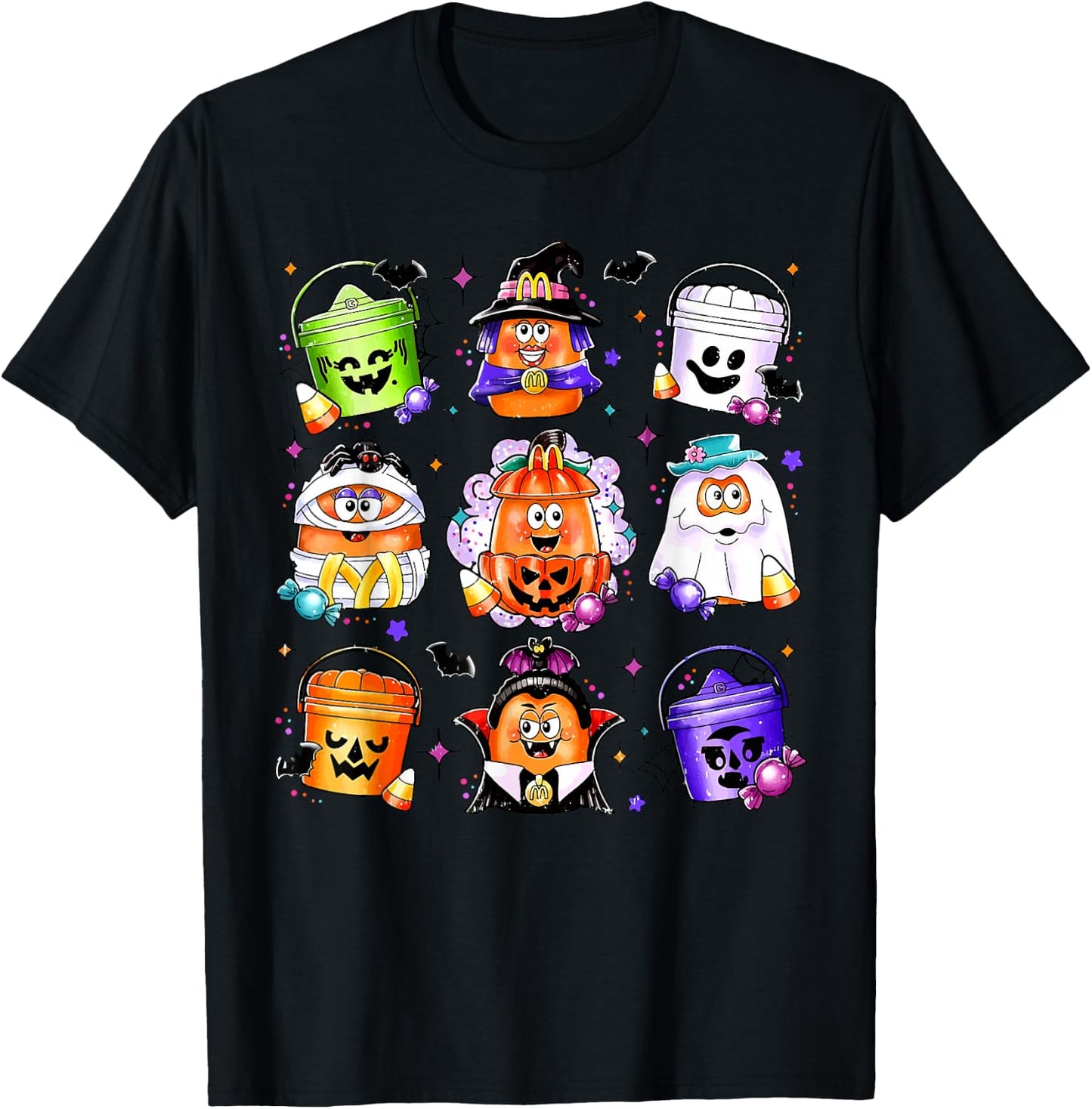 Chicken Nuggets Pumpkin Halloween 90's Vintage T-Shirt - T-Shirt | Black