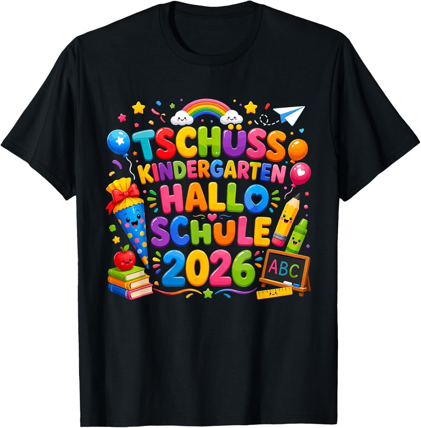 Schultüte Einschulung Geschenke 2026 Schulanfang Schulkind T-Shirt - T-Shirt | Black