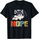 Vintage Nope Funny Siberian Husky Dog Lover Men Women Kids T-Shirt - T-Shirt | Black