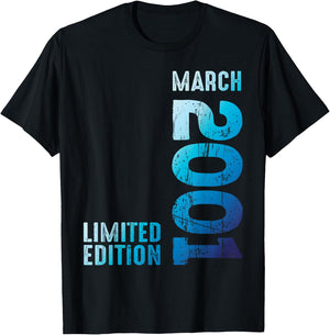 Seit März 2001 Jahr 2001 Retro 2001 Vintage 2001 Edition T-Shirt - T-Shirt | Black