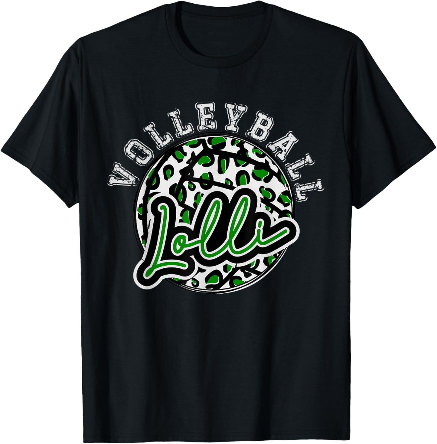 Leopard Cheetah Volleyball Green Lolli Shirt Trendy T-Shirt - T-Shirt | Black