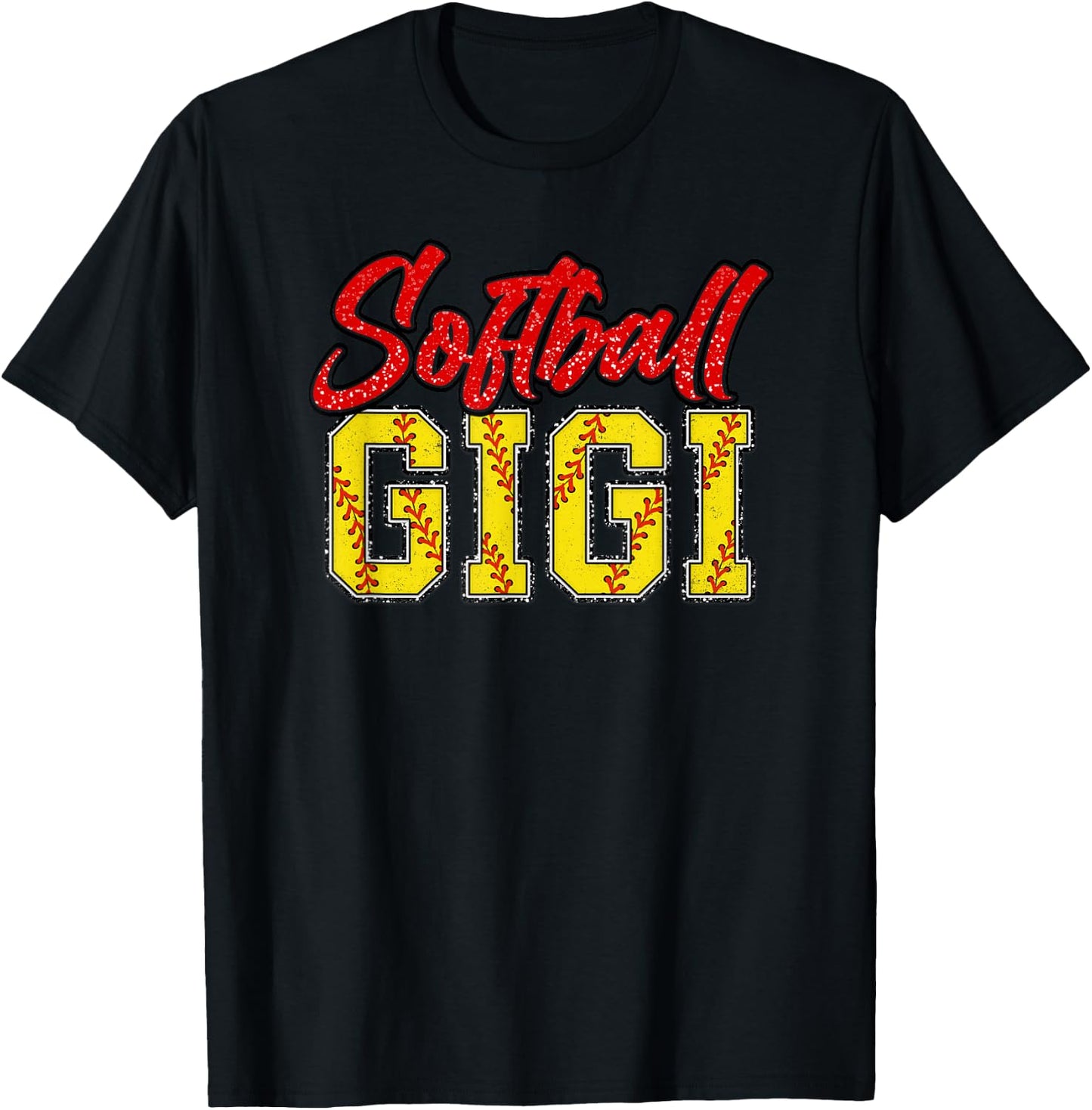 Softball Gigi Retro Groovy Loud Proud Sport Game Catcher T-Shirt - T-Shirt | Black
